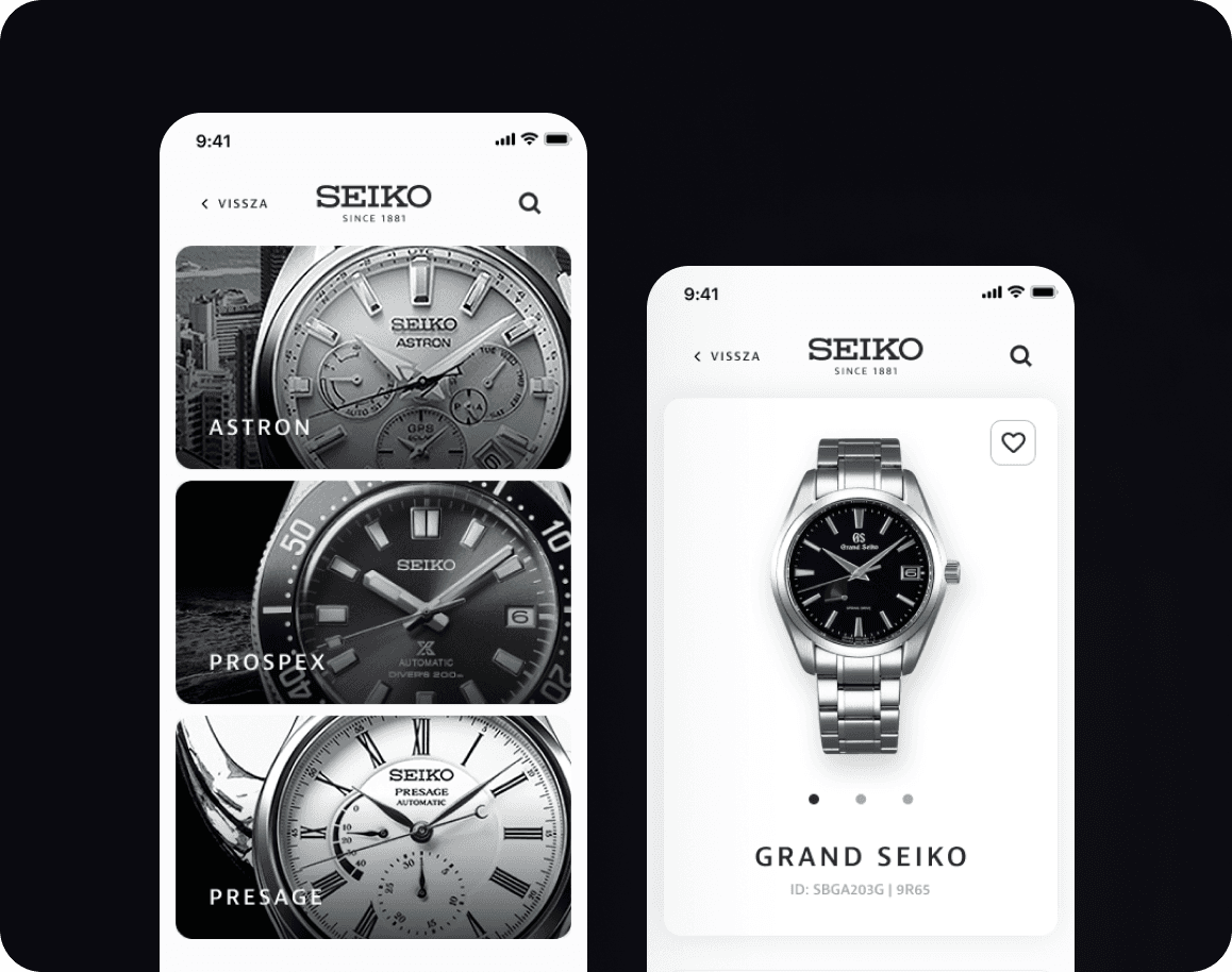 Seiko Club App screens