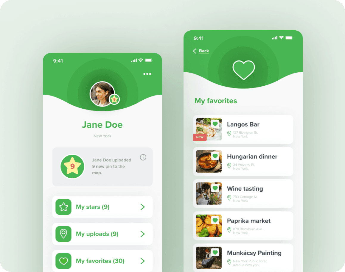 HuGo app screens
